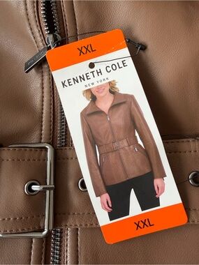 Kenneth Cole Women's Tan Belted Leather Jacket